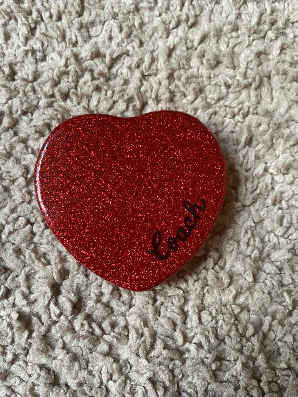 Coach Red Glitter Heart Compact